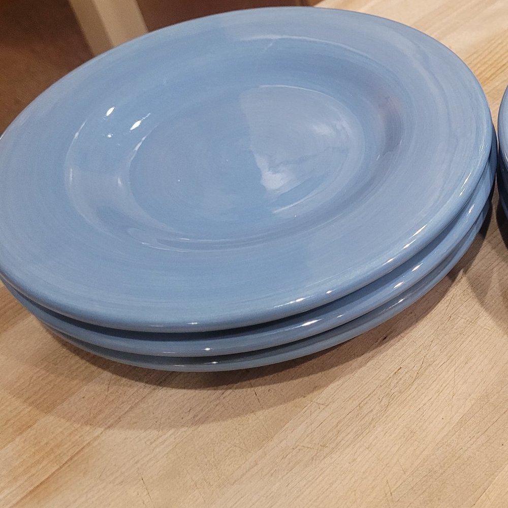 Three Hausenware 8.75" Solid Blue Salad Plates VGC